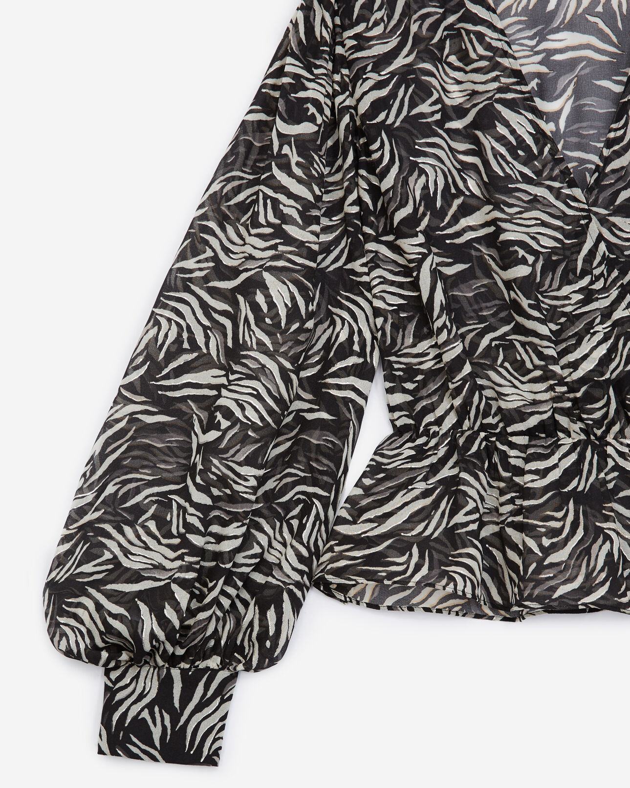 The Kooples WOMEN BLACK WHITE flowing black and white zebra-print top