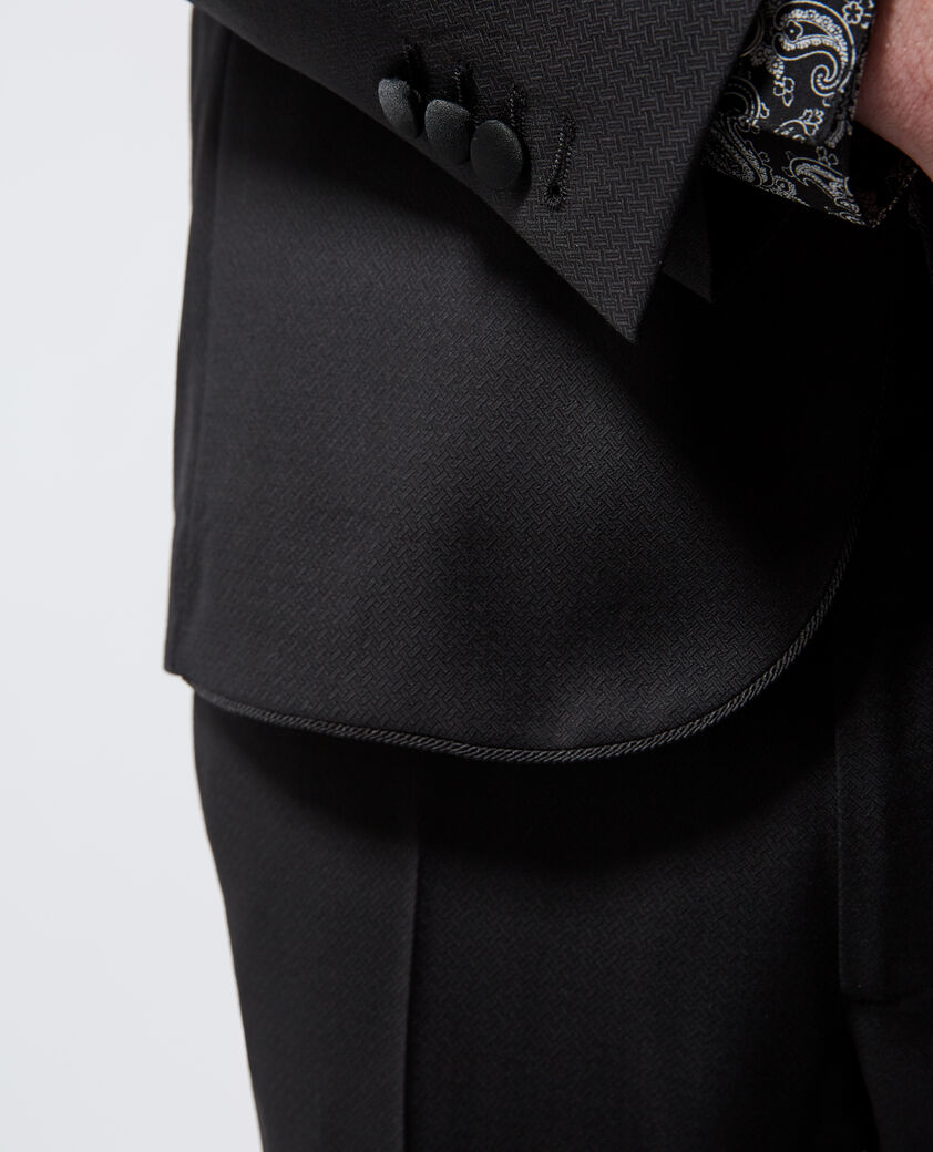 The Kooples MEN BLACK black formal wool jacket with satin lapels