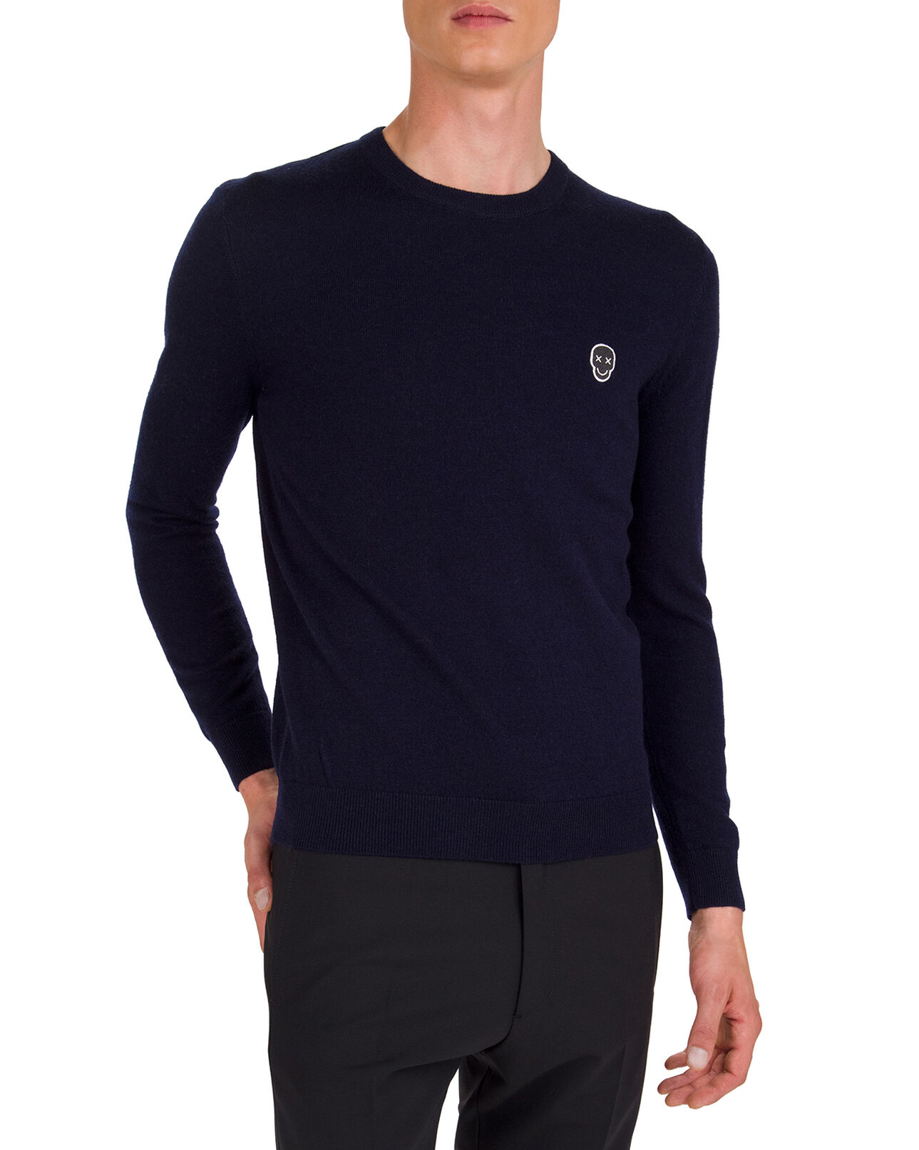 The Kooples MEN DARK NAVY blue cashmere sweater with round neck