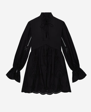 The Kooples FEMME BLACK robe courte noire avec broderie anglaise