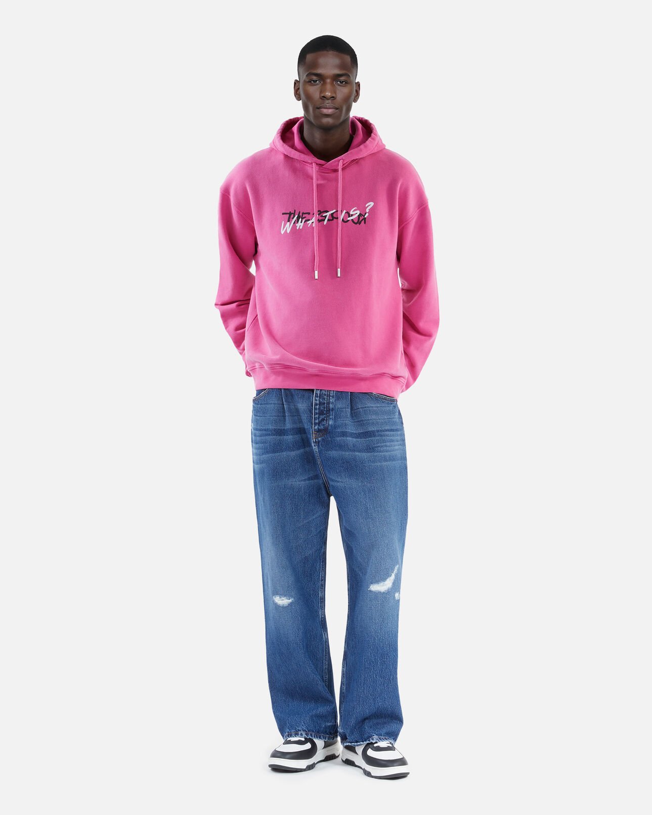 The Kooples MEN FUSHIA what is pink hooded sweatshirt