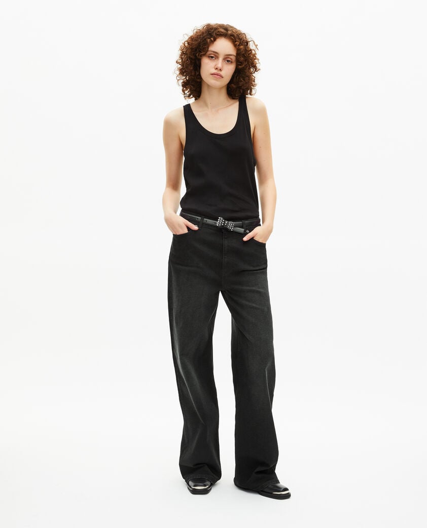 The Kooples FEMME BLACK jean large noir