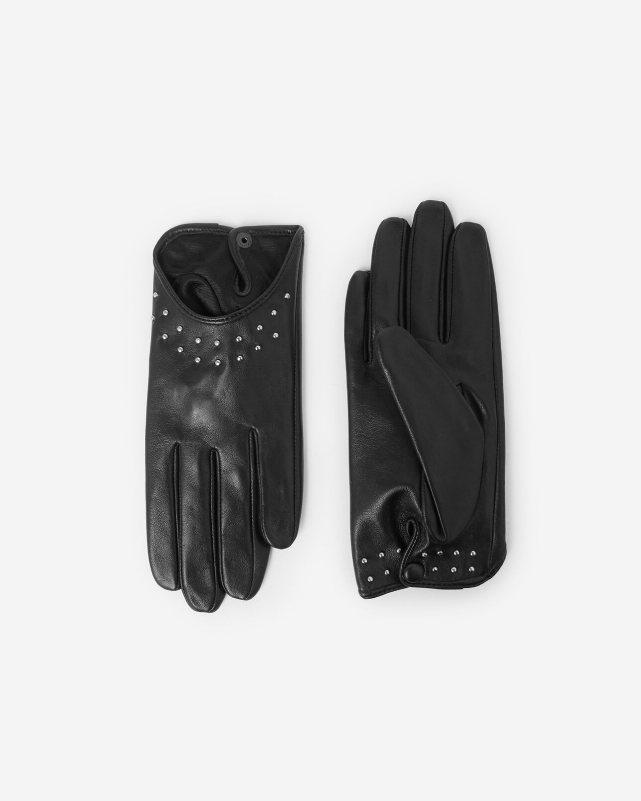 The Kooples FEMME BLACK gants cuir noir détails cloutés