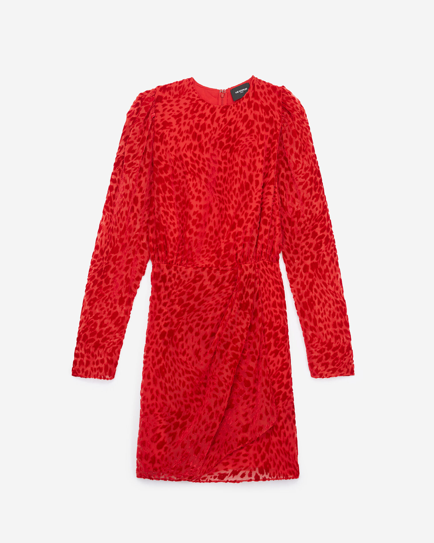 Short red dress with puffed sleeves, RED, hi-res image number null