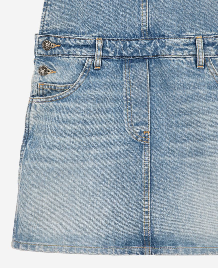 The Kooples WOMEN BLUE BLEACHED / NAVY short denim dungaree dress