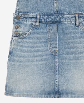 The Kooples WOMEN BLUE BLEACHED / NAVY short denim dungaree dress