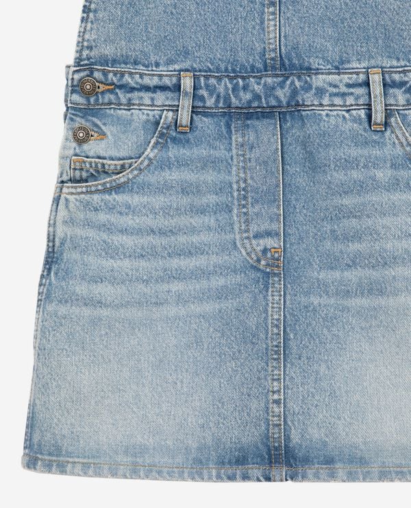 The Kooples FEMME BLUE BLEACHED / NAVY robe courte salopette denim