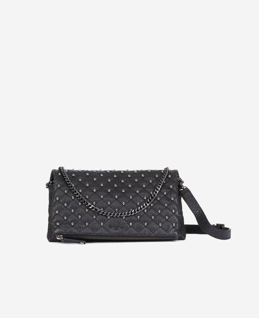 The Kooples WOMEN BLACK heritage small black leather pouch