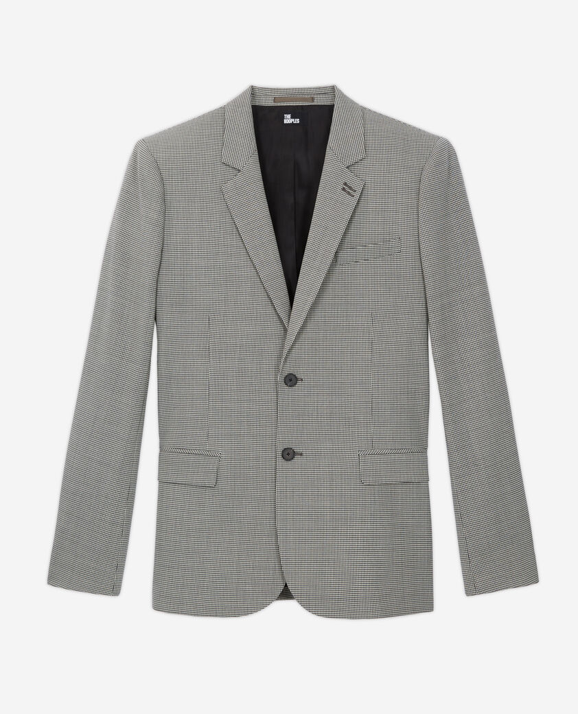 The Kooples MEN ECRU BLACK gray patterned wool suit jacket