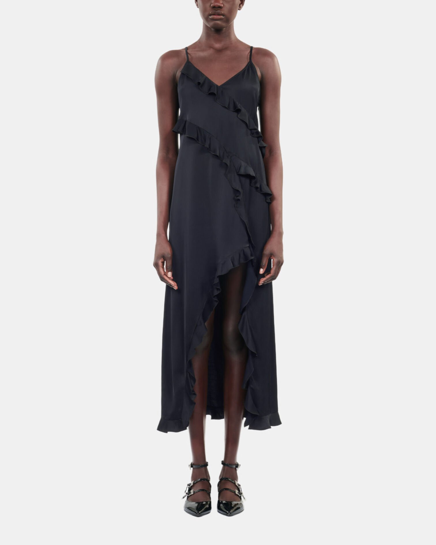 Robe nuisette longue noire, BLACK, hi-res image number null