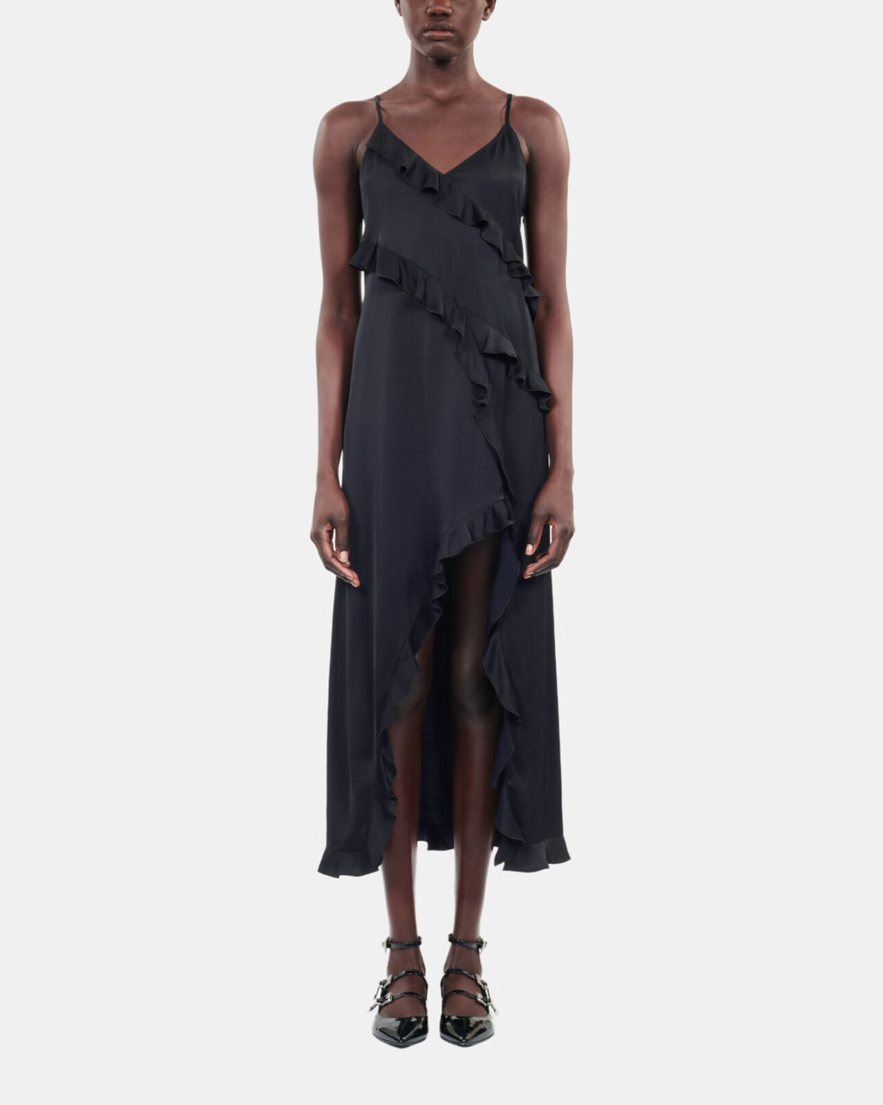 The Kooples FEMME BLACK robe nuisette longue noire