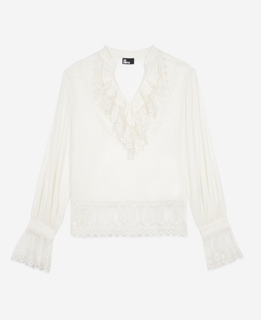 The Kooples WOMEN ECRU blouse with ecru guipure
