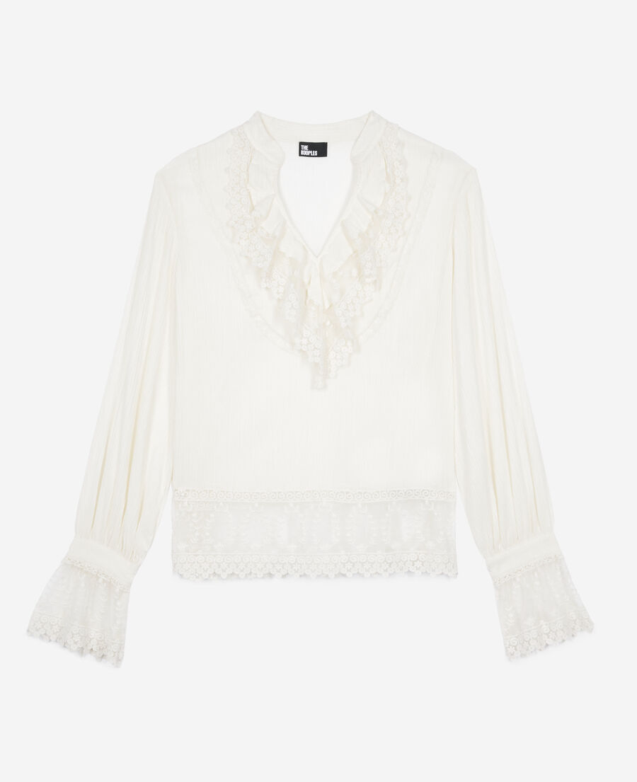 The Kooples WOMEN ECRU blouse with ecru guipure