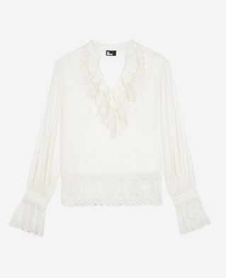 The Kooples WOMEN ECRU blouse with ecru guipure