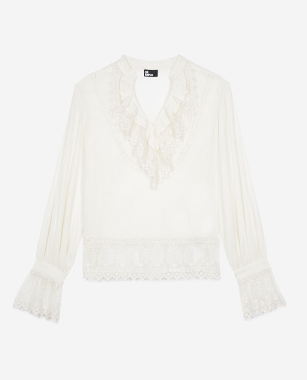 The Kooples FEMME ECRU blouse avec guipure écrue