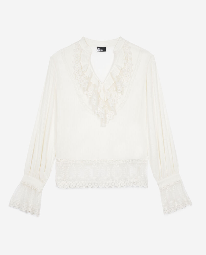 The Kooples DAMEN ECRU bluse mit ecrufarbener guipure