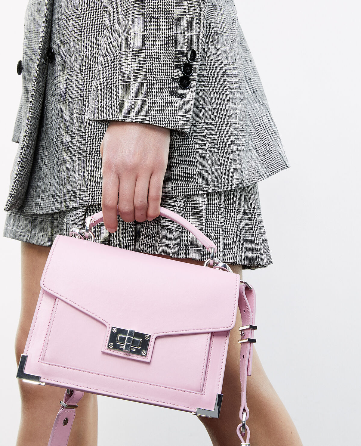 Mini Emily bag in smooth pastel pink leather The Kooples