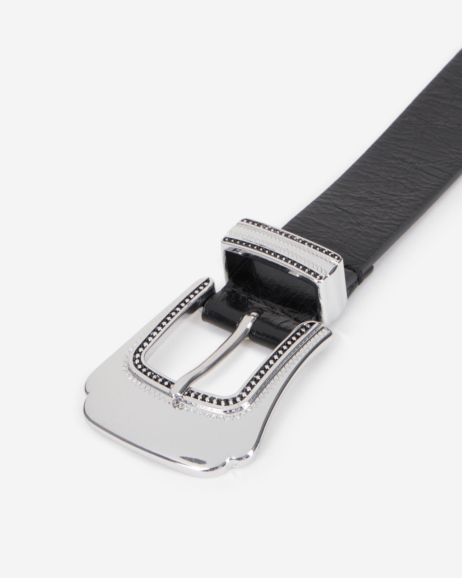 Ceinture fine en cuir noire, BLACK, hi-res image number null
