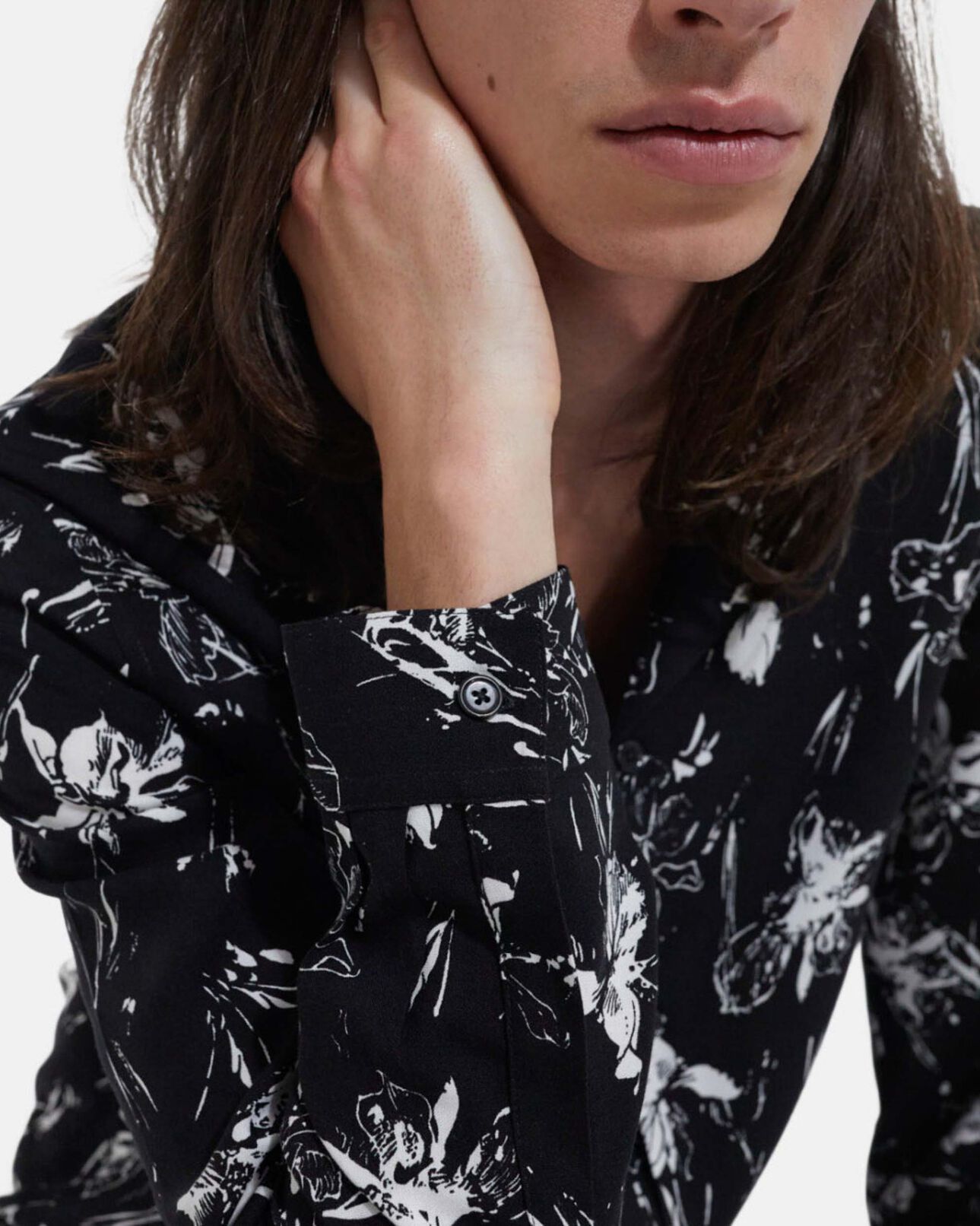 The Kooples HOMME BLACK WHITE chemise fleurie