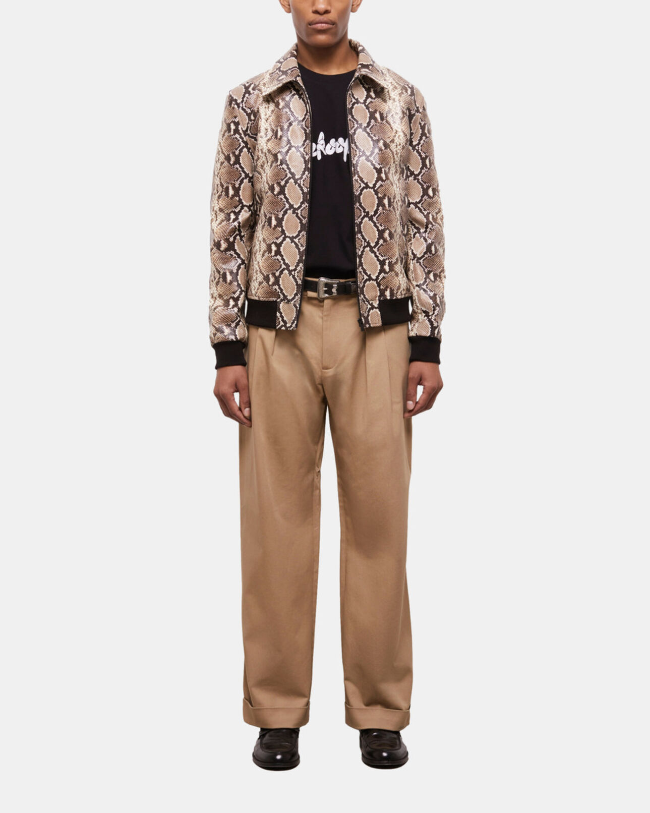 The Kooples MEN PYTHON BEIGE snakeskin-effect leather jacket