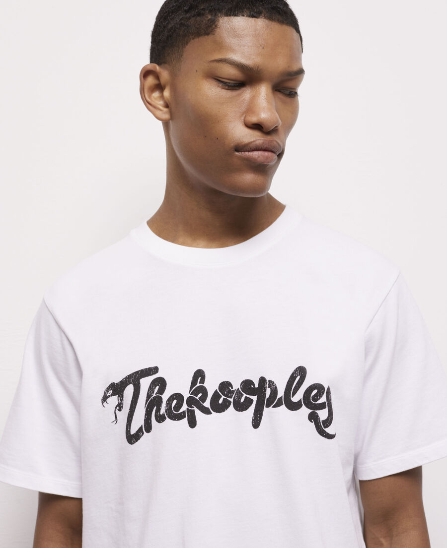 camiseta blanca serigrafiada snake logotipo