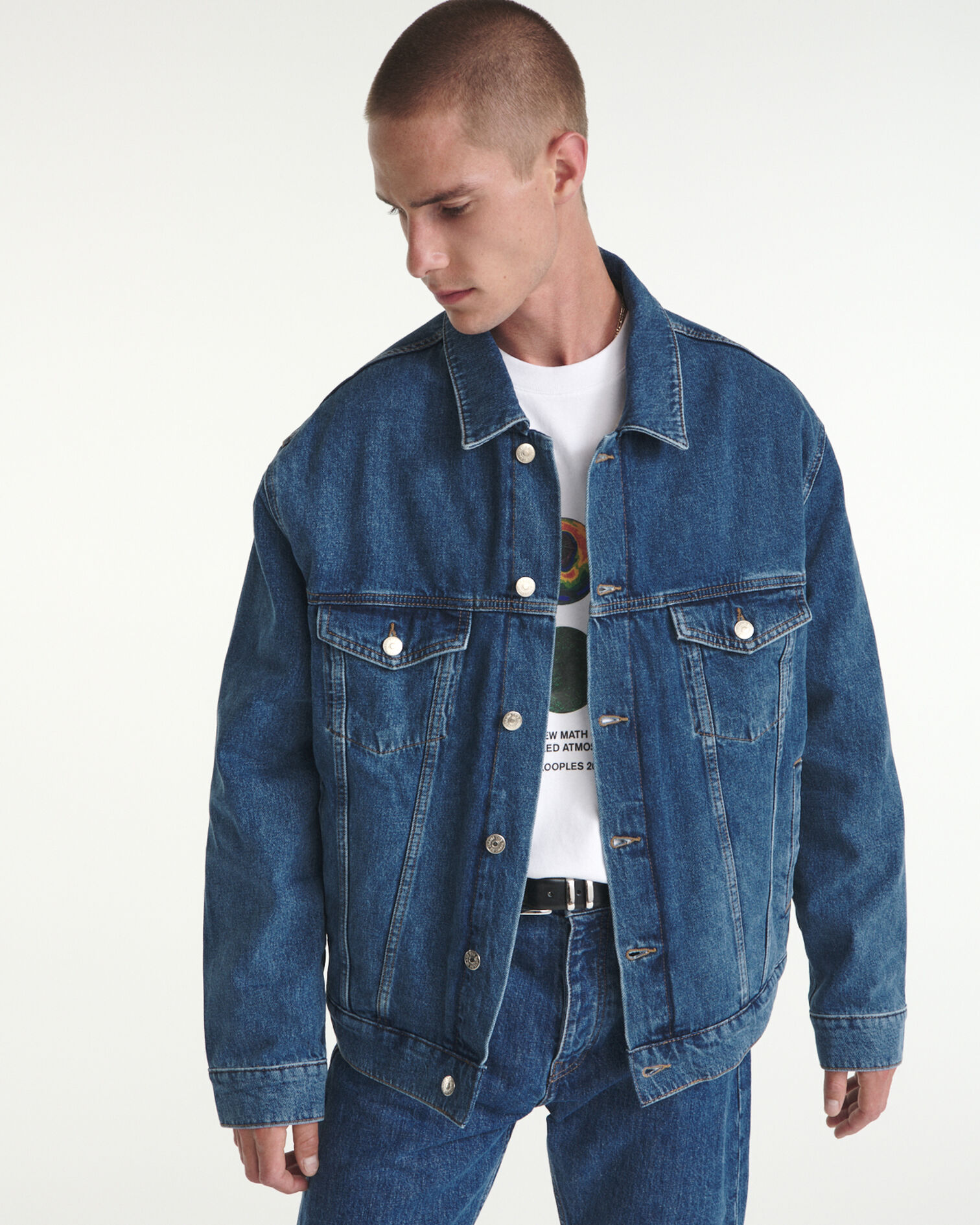 Blue jean jacket with sheepskin lining, BLUE WASHED, hi-res image number null