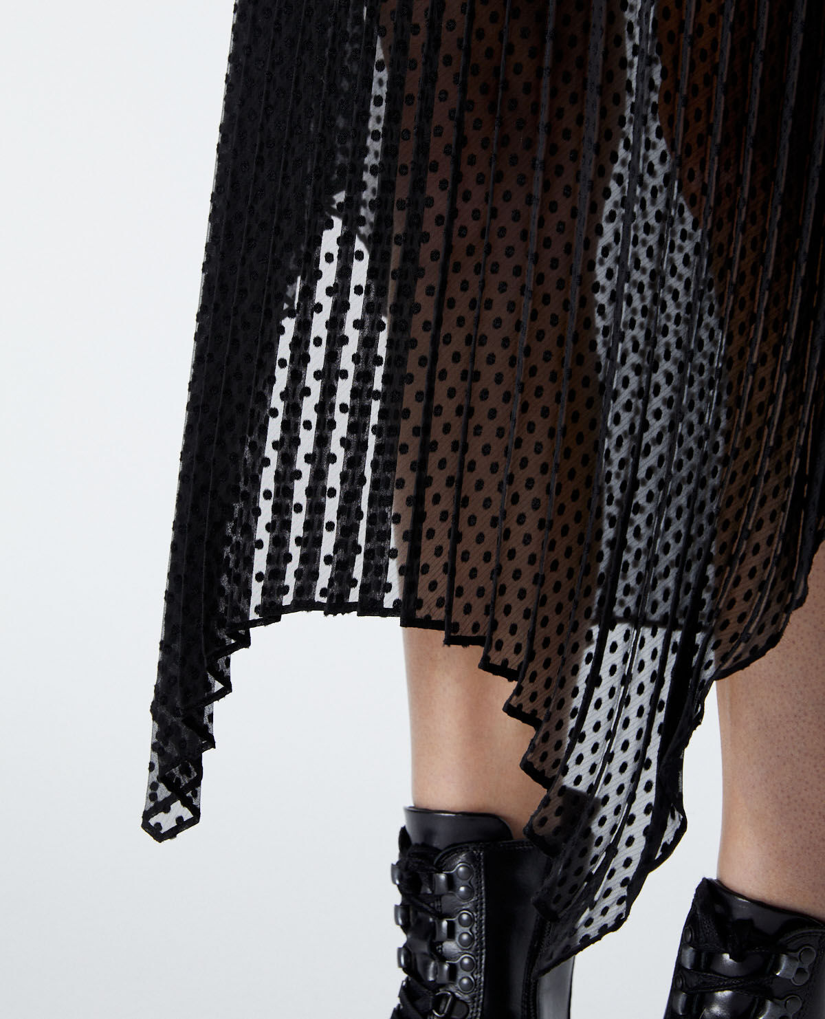 Jupe longue pliss e noire plumetis The Kooples