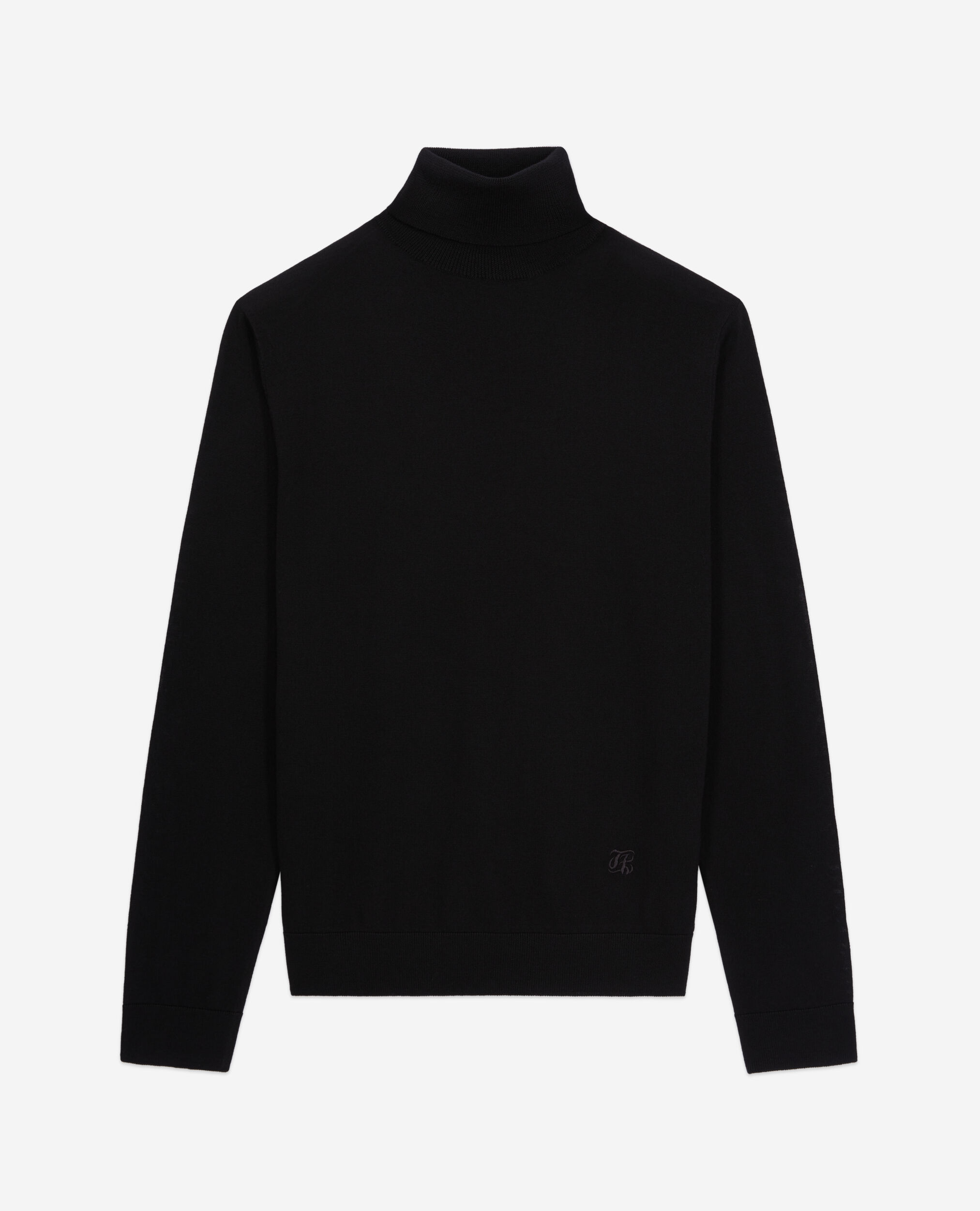 Pull noir en laine mérinos, BLACK, hi-res image number null