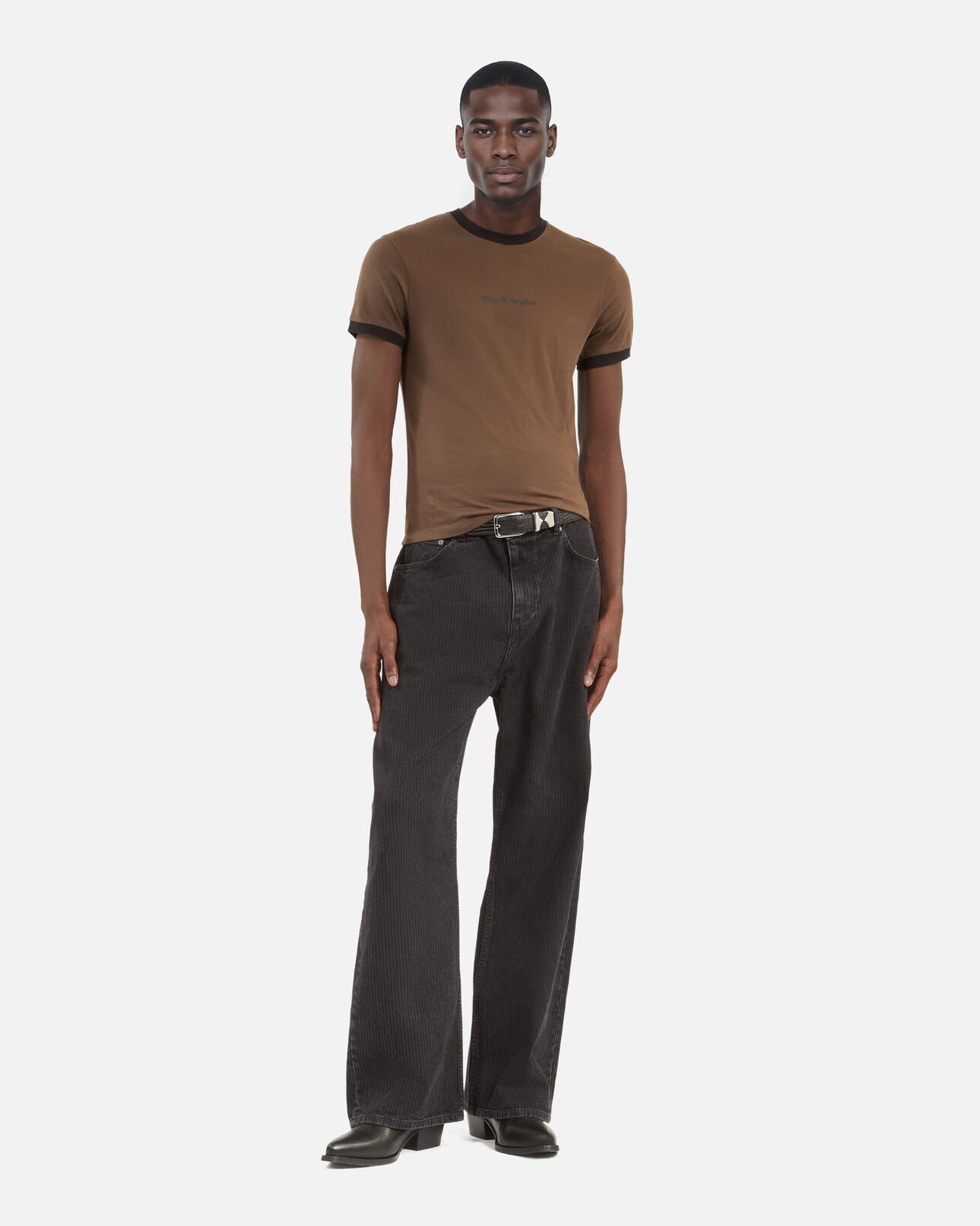 The Kooples HOMME DARK BROWN t-shirt avec sérigraphie marron