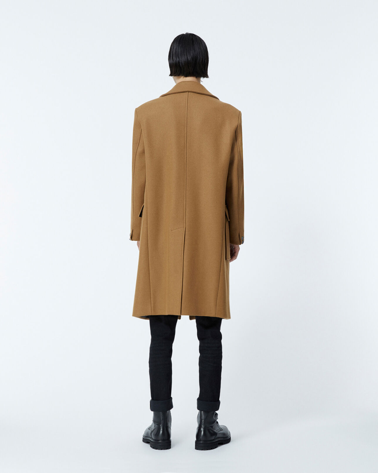 The Kooples MEN CAMEL double-breasted camel-colored coat in wool