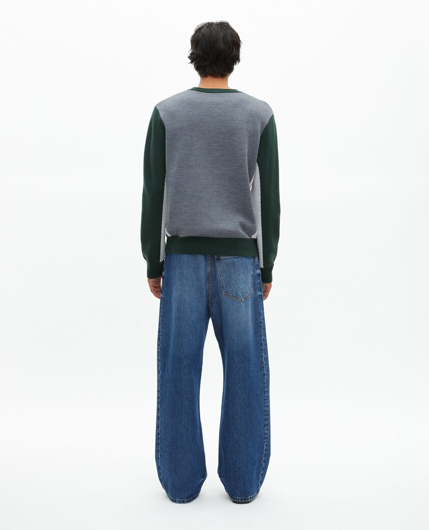 The Kooples MEN GREY / GREEN sweater with contrasting dark green colors