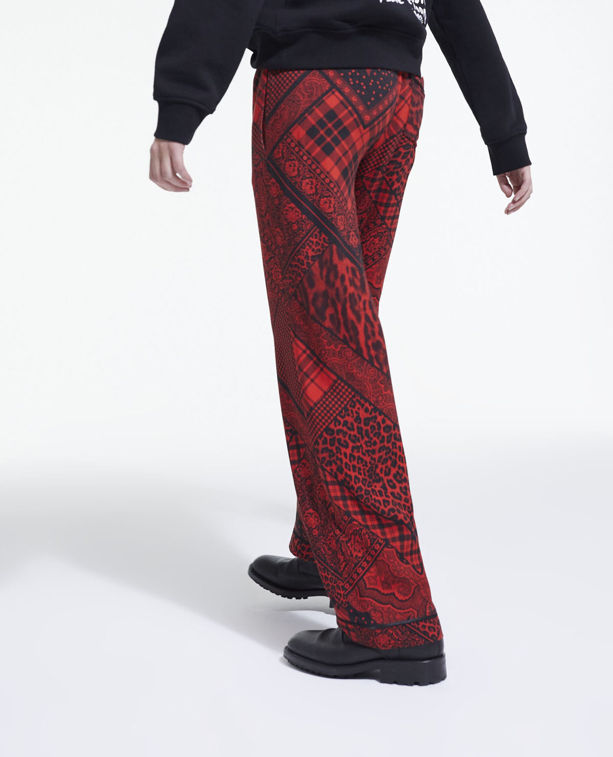 Pantalon droit imprimé, RED / BLACK, hi-res image number null