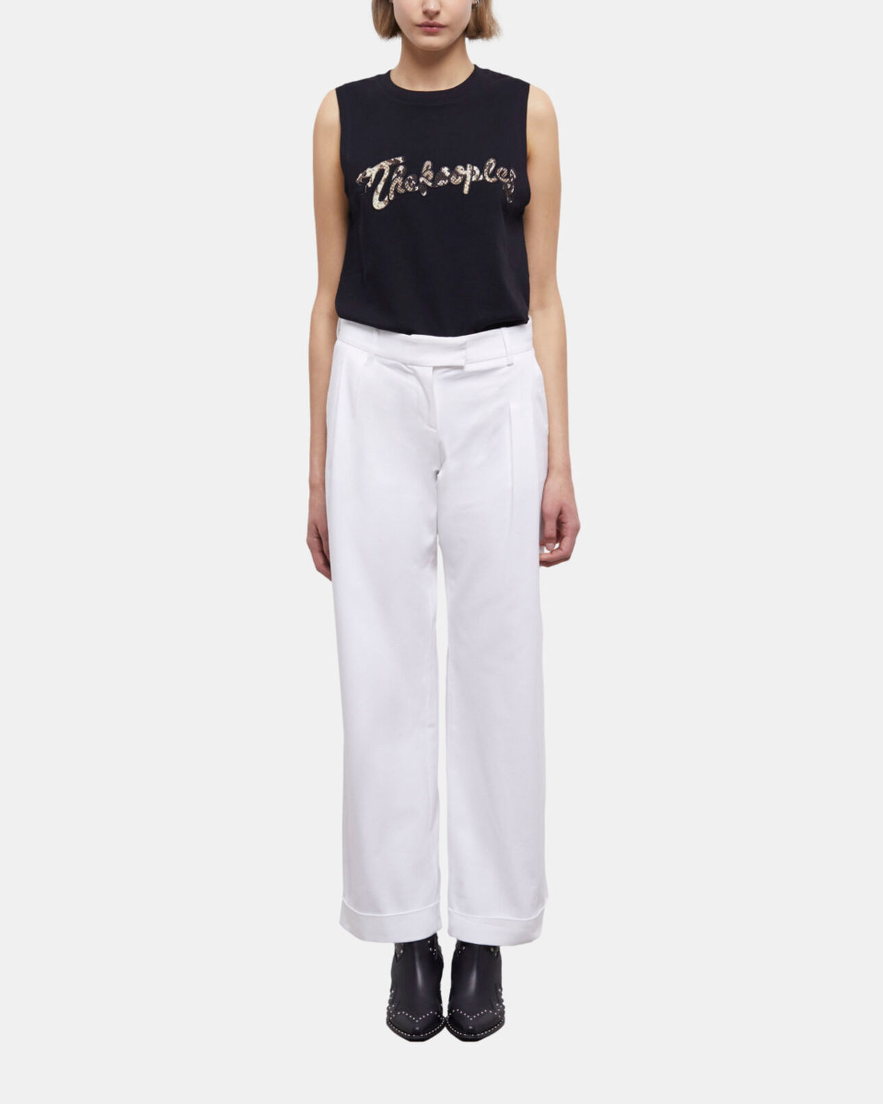 The Kooples WOMEN WHITE wide-leg white pants