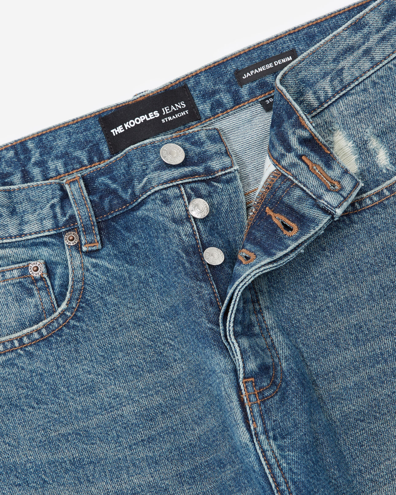 The Kooples HERREN BLUE VINTAGE jeans dunkelblau destroyed-details