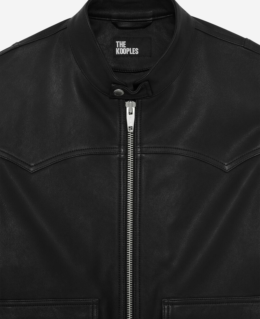 The Kooples MEN BLACK black leather jacket