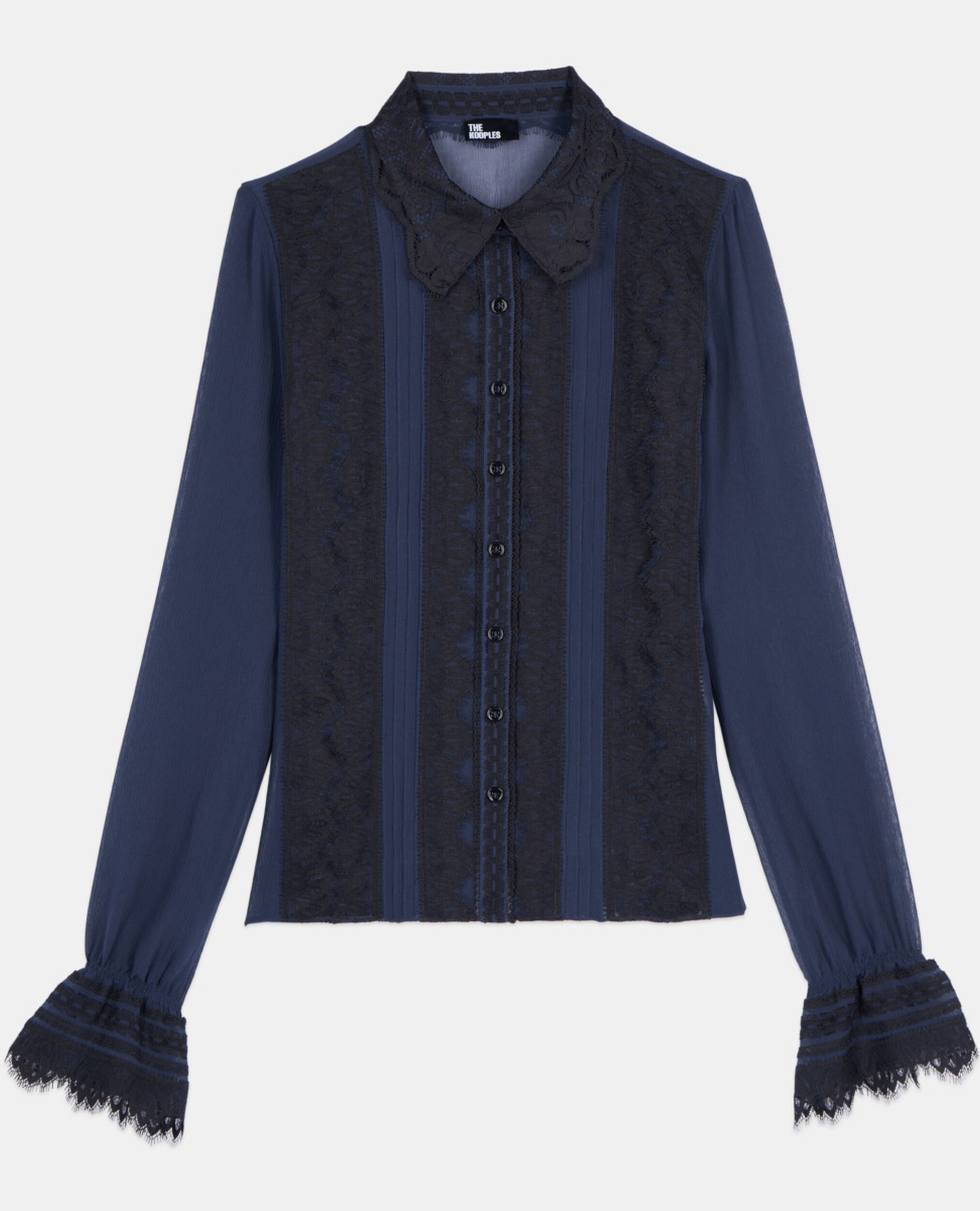 Navy blue silk shirt, DARK NAVY, hi-res image number null