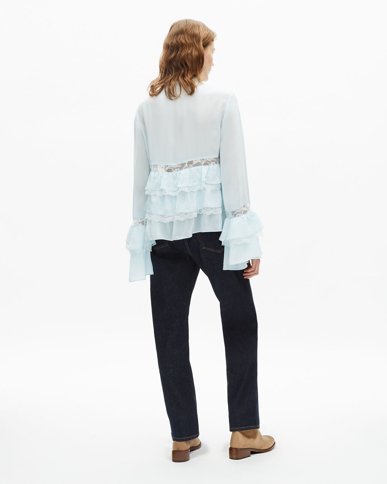 The Kooples WOMEN BABY BLUE light blue shirt with lace details