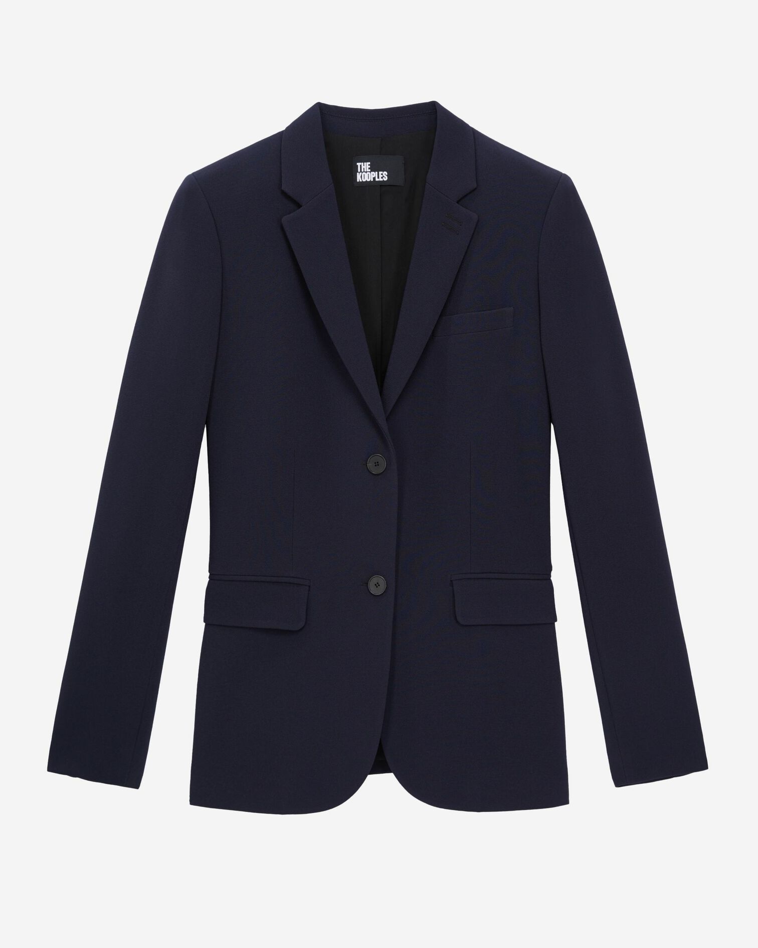Navy blue structured crepe tailored jacket , DARK NAVY, hi-res image number null