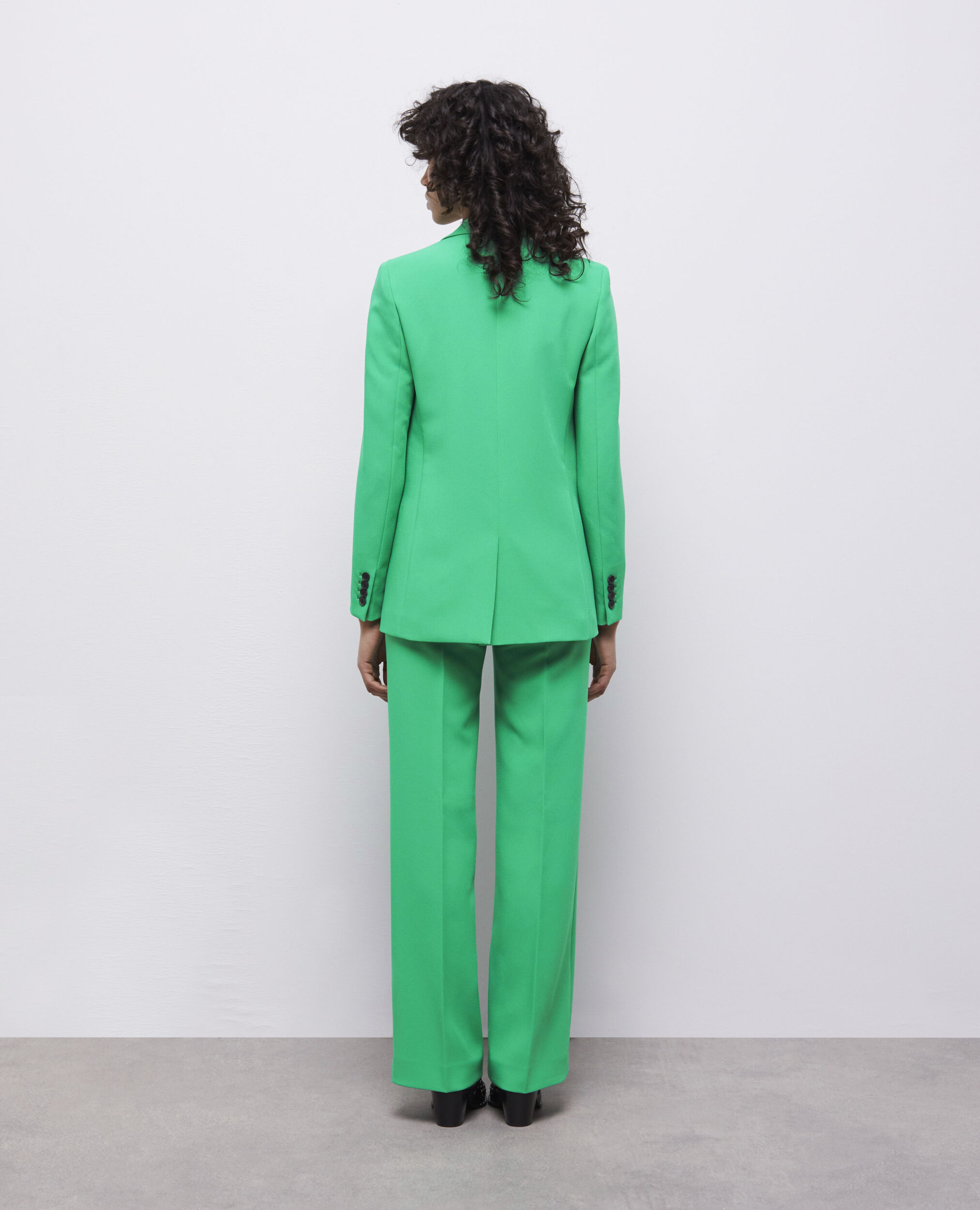 Veste tailleur verte en crêpe, GREEN, hi-res image number null