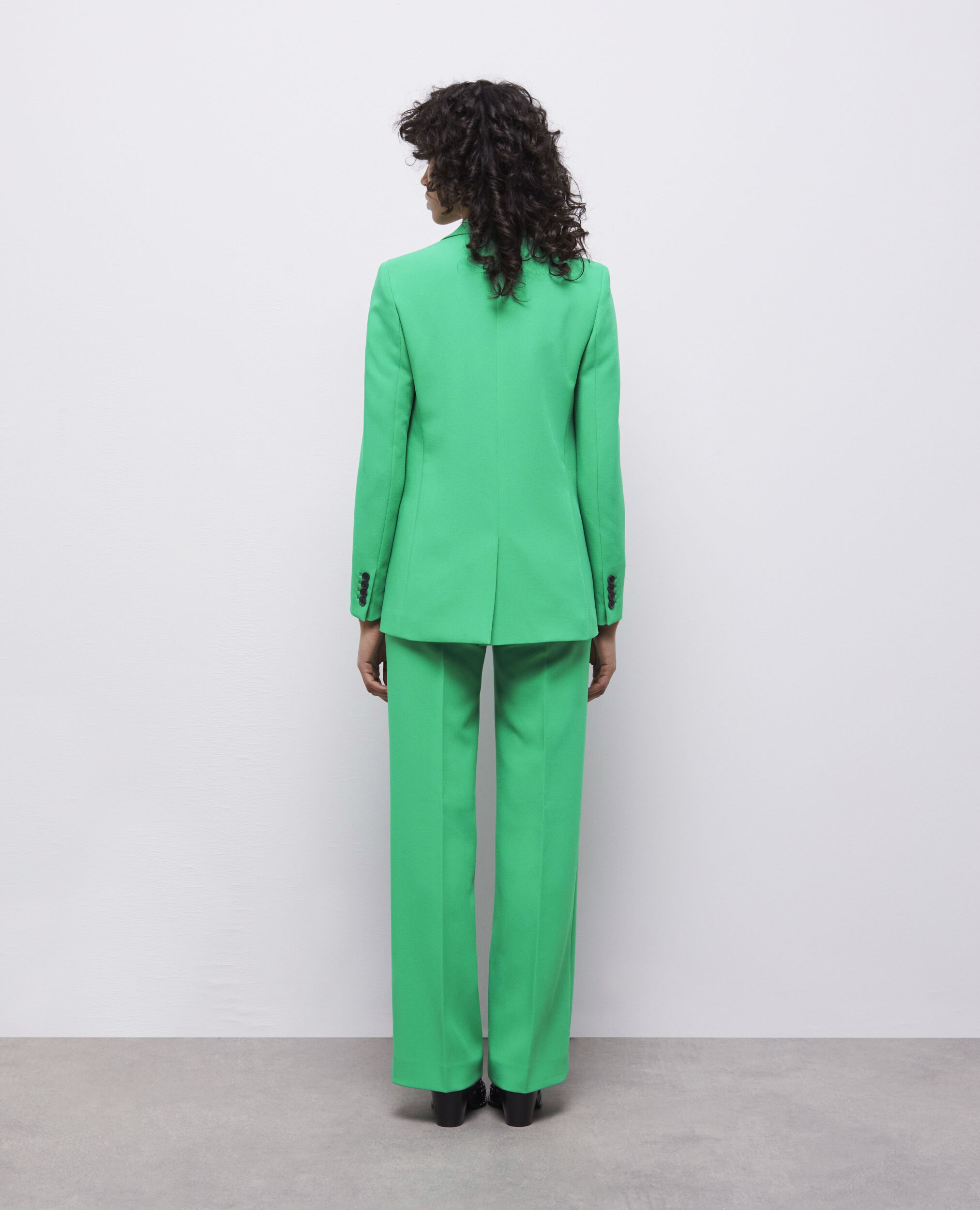 Green crêpe suit jacket, GREEN, hi-res image number null