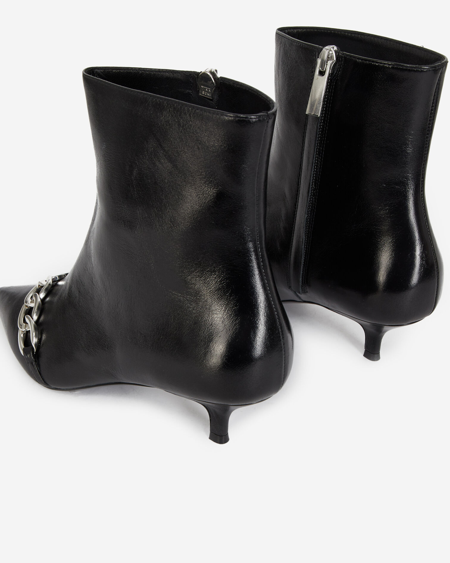 Bottines noires à talons détail chaîne, BLACK, hi-res image number null