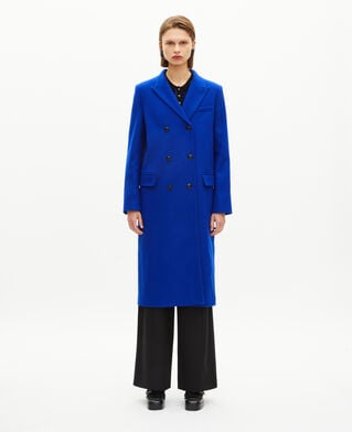 The Kooples WOMEN ROYAL BLUE long electric blue wool double-breasted coat