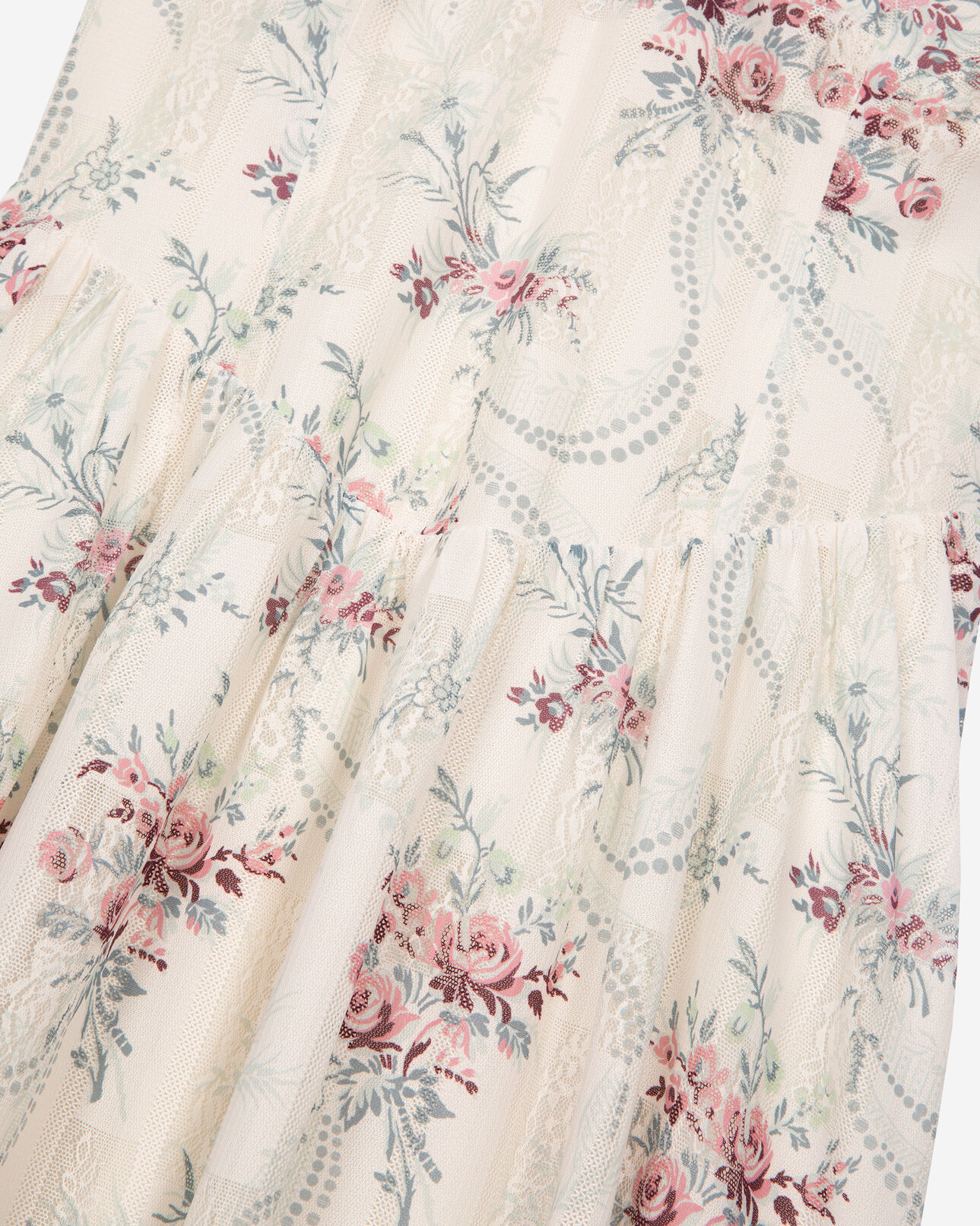 The Kooples DAMEN OFF WHITE / PINK langes weißes kleid mit blumenmuster