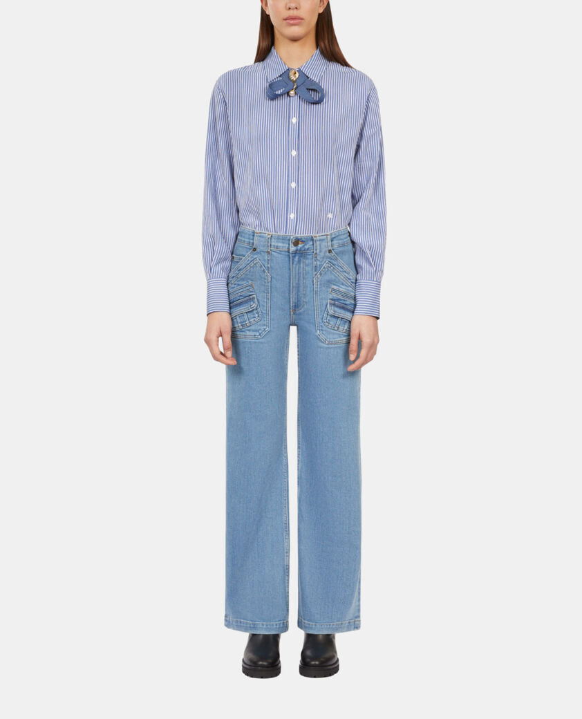 The Kooples FEMME BLUE jean flare bleu