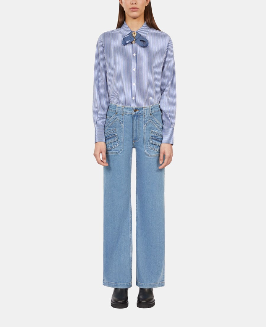 The Kooples FEMME BLUE jean flare bleu