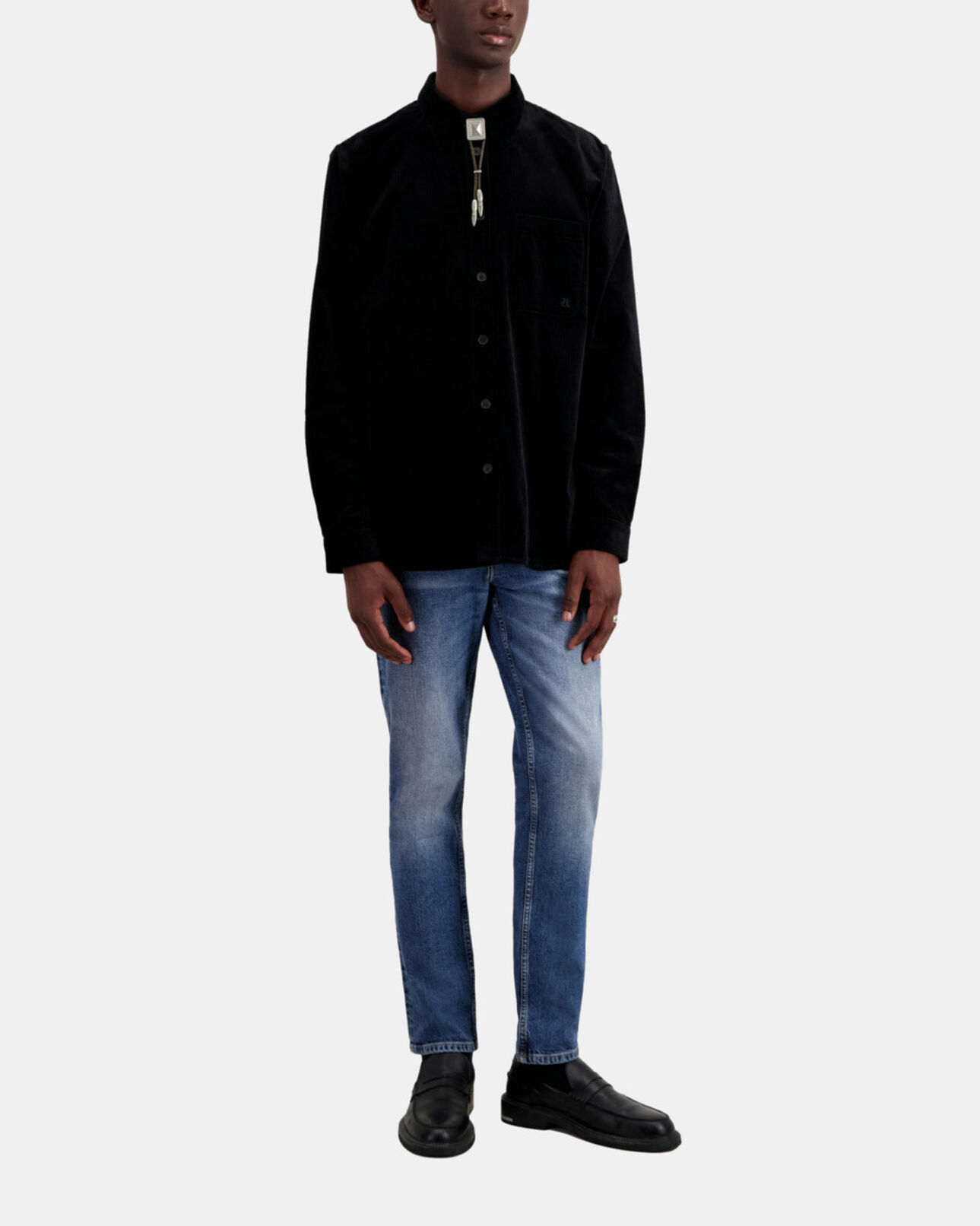 The Kooples HOMME BLACK chemise noire en velours côtelé