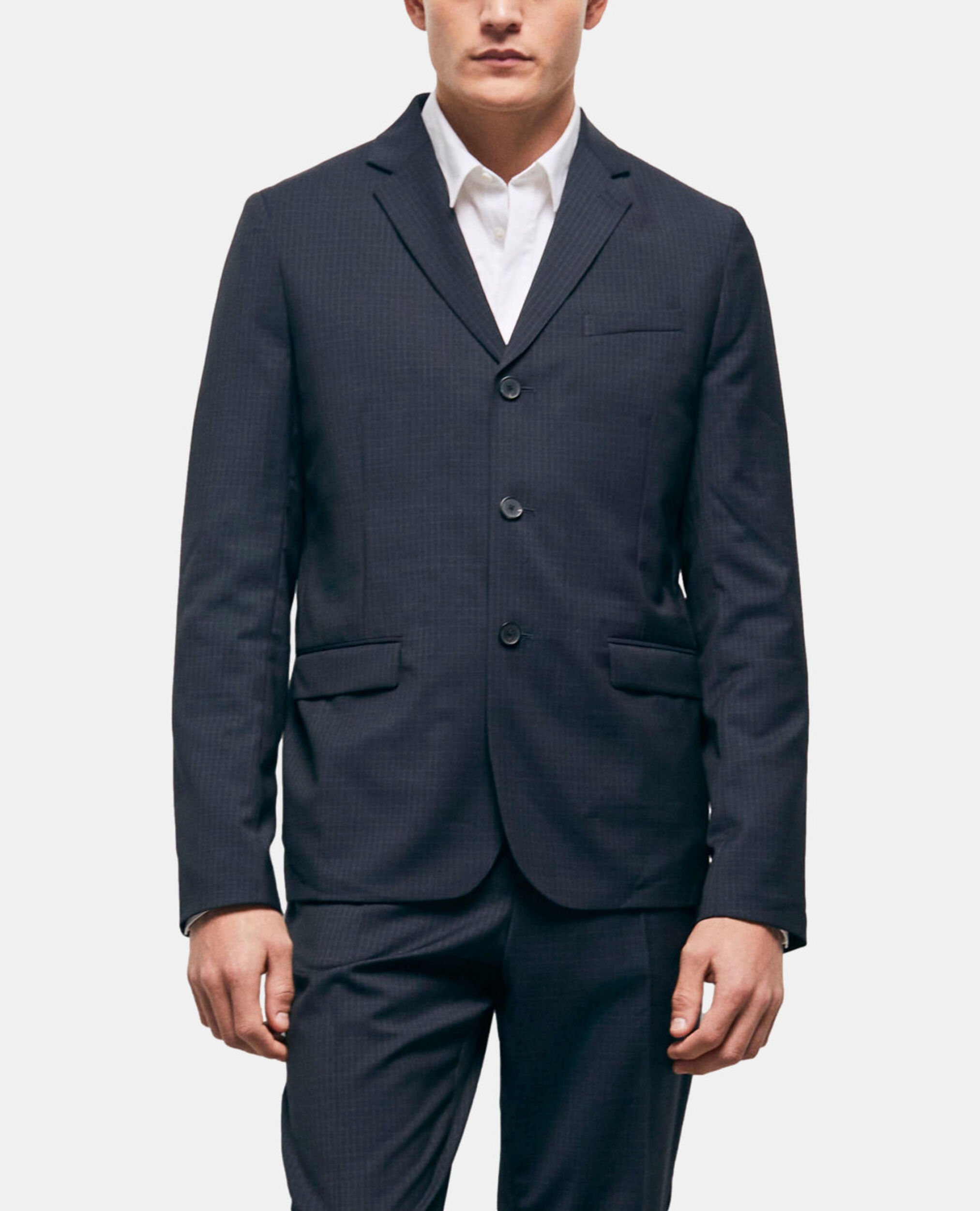 Wool suit jacket with check motif, NAVY / WHITE, hi-res image number null