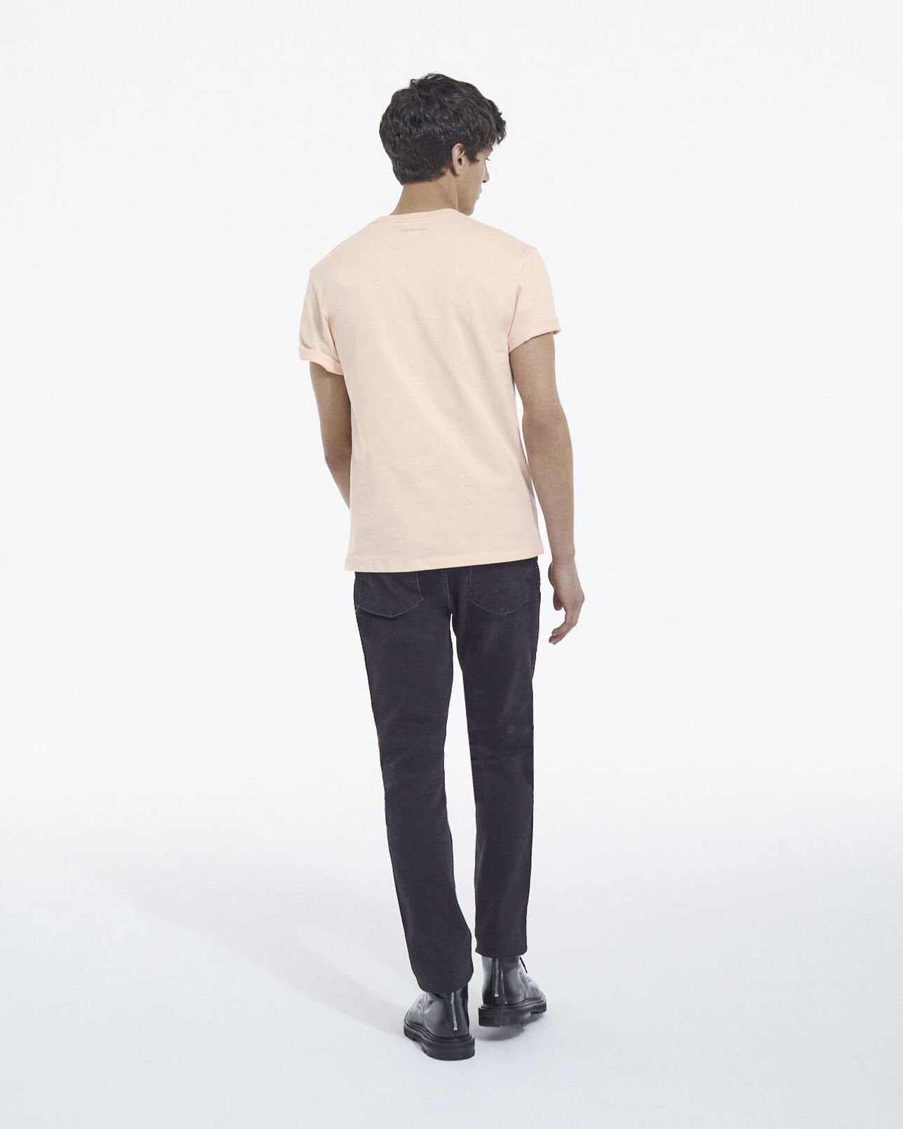 The Kooples HOMME PINK t-shirt rose imprimé tête de mort et fleurs