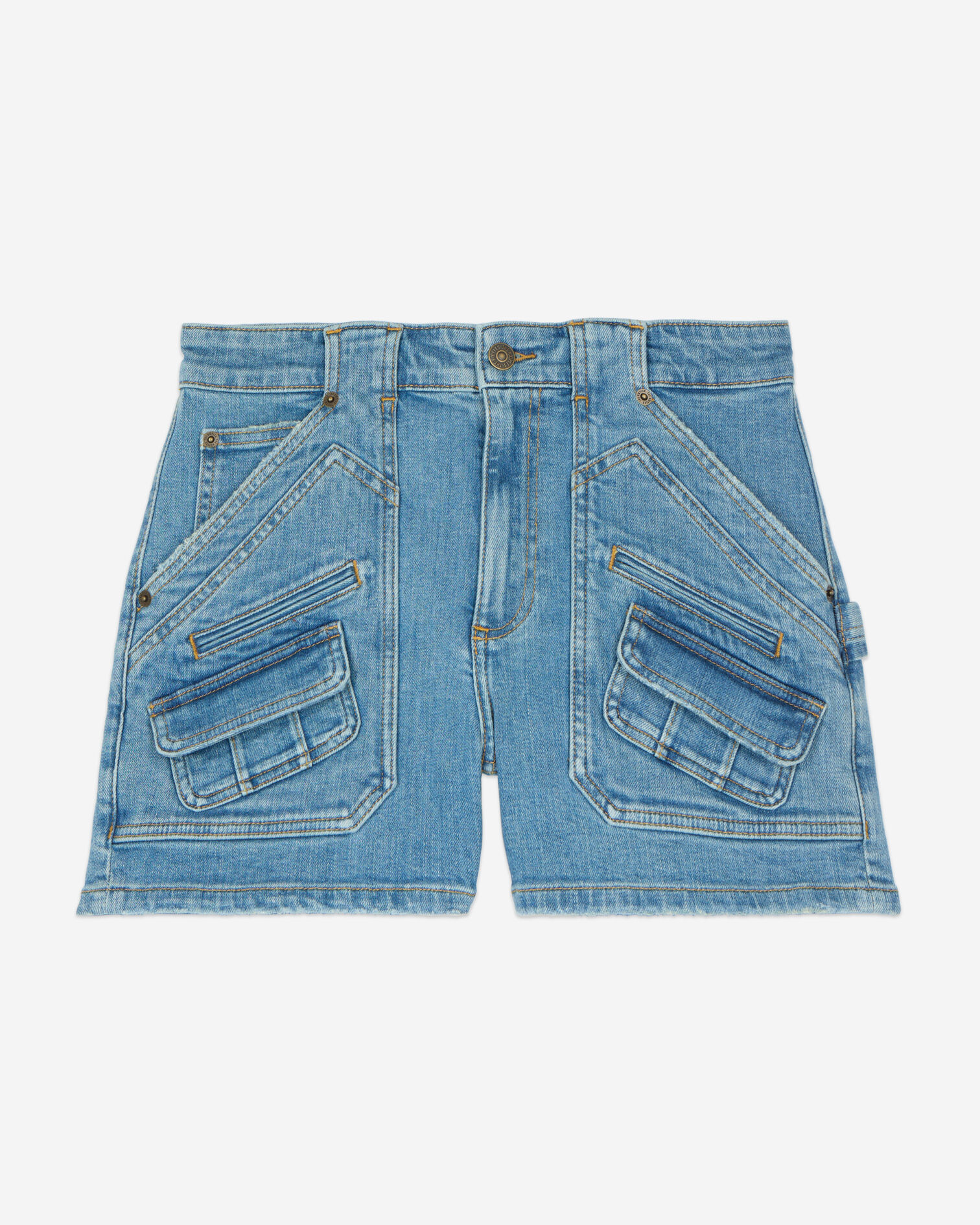 Light blue denim shorts, BLUE, hi-res image number null