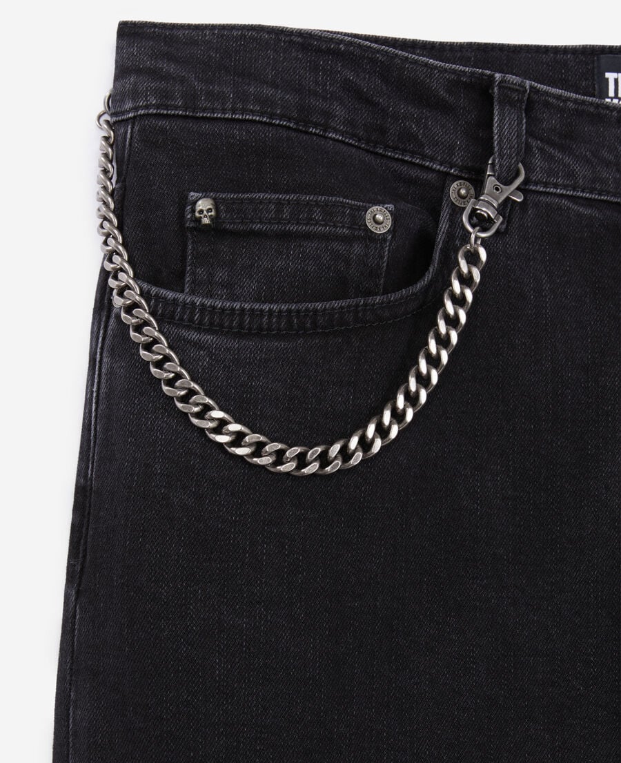 The Kooples H BLACK WASHED straight black jeans with chain